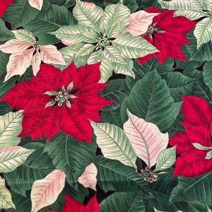 Christmas fabric- red & green poinsettias